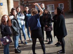 Students being given a tour of LMH grounds