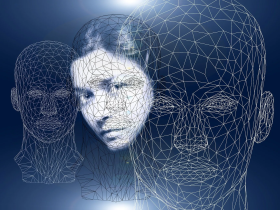 Stock image of a computer mapped human head