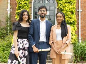 Foundation Year students celebrating in the LMH Gardens