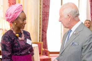 A photo of Florence 'Cuppy' Otedola meeting His Majesty King Charles at Buckingham Palace