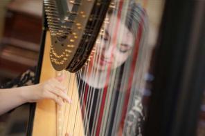 LMH music student playing the harp (photo credit: Ben Robinson)