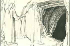 Sketch: 'First entry of a nervous Dante into Hell'
