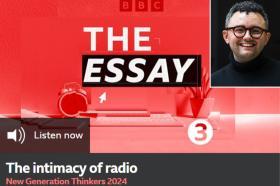 Screenshot of the landing page for 'The Essay' on BBC Radio 3, with a headshot of Dr Jacob Downs