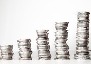 Photo of 5 stacks of silver coins